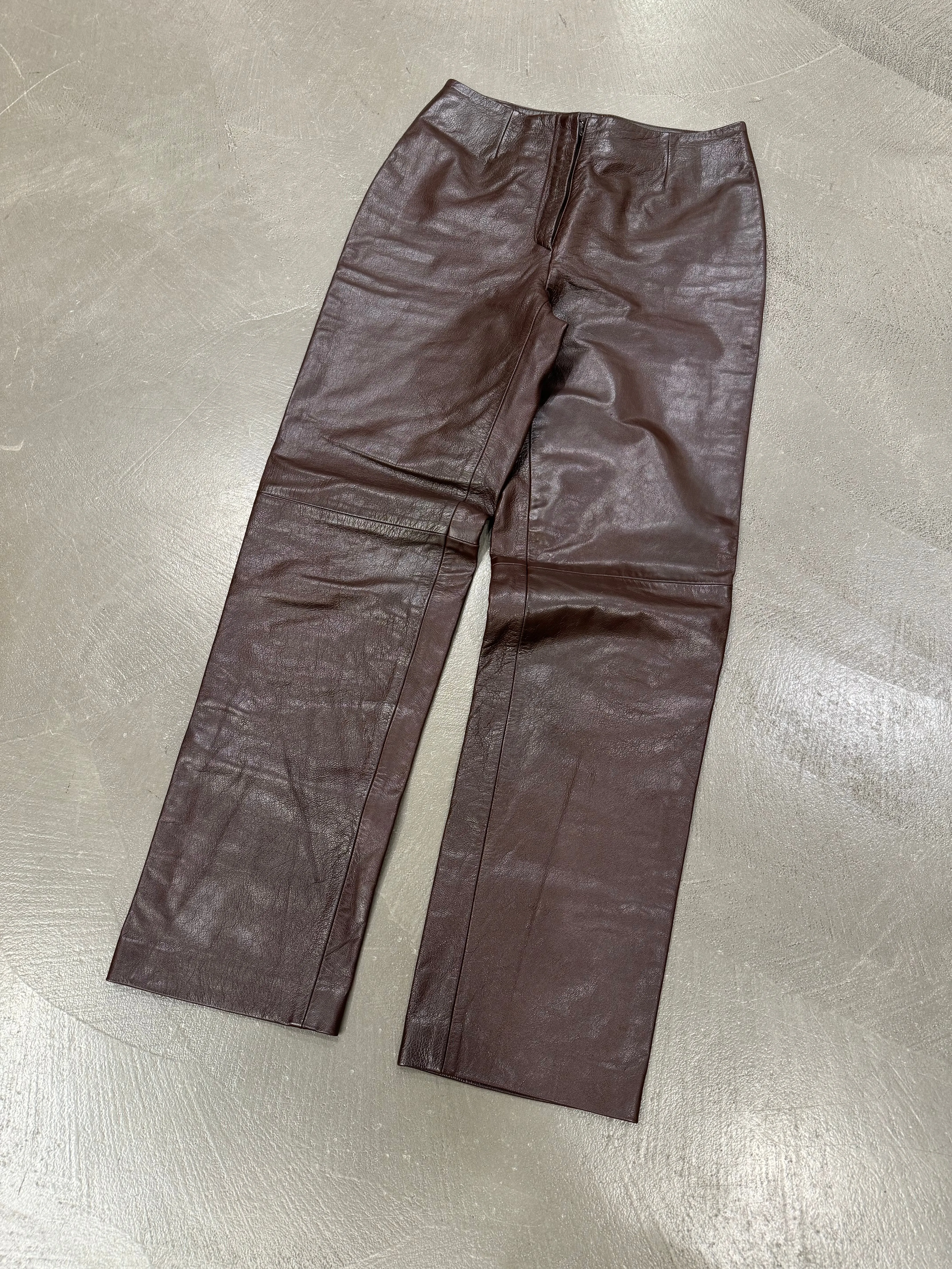 1990s Prada brown leather pants