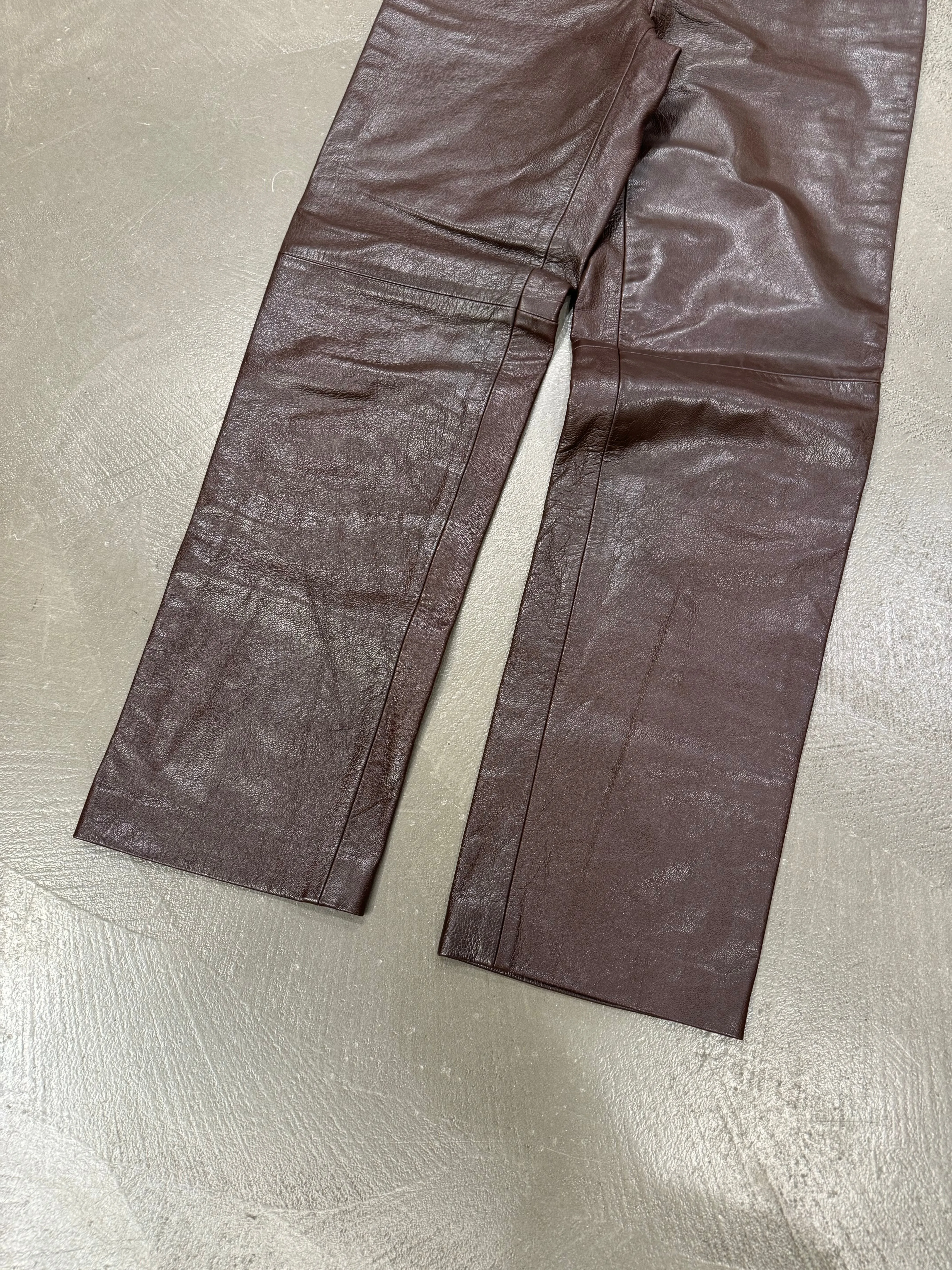 1990s Prada brown leather pants