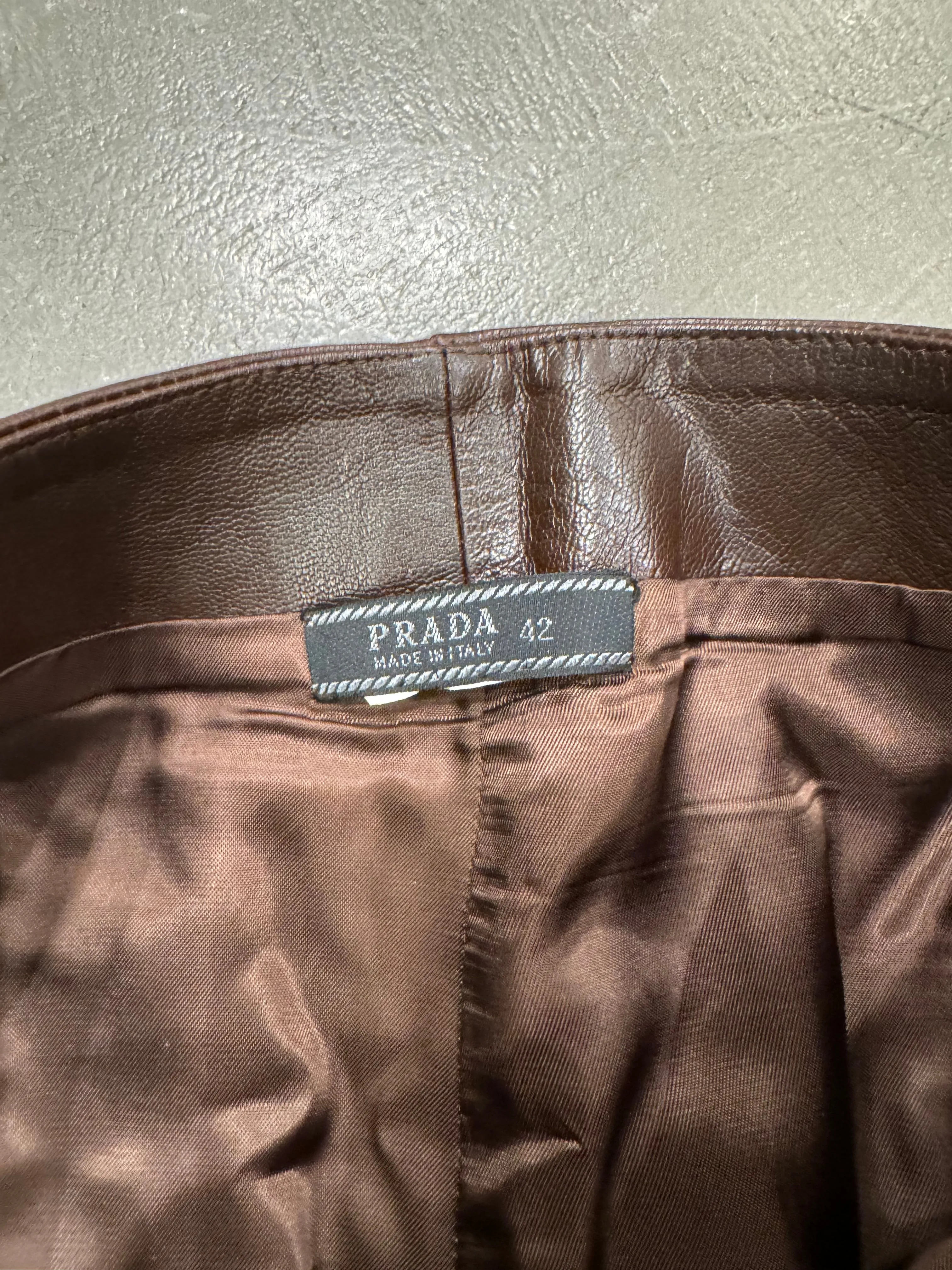 1990s Prada brown leather pants