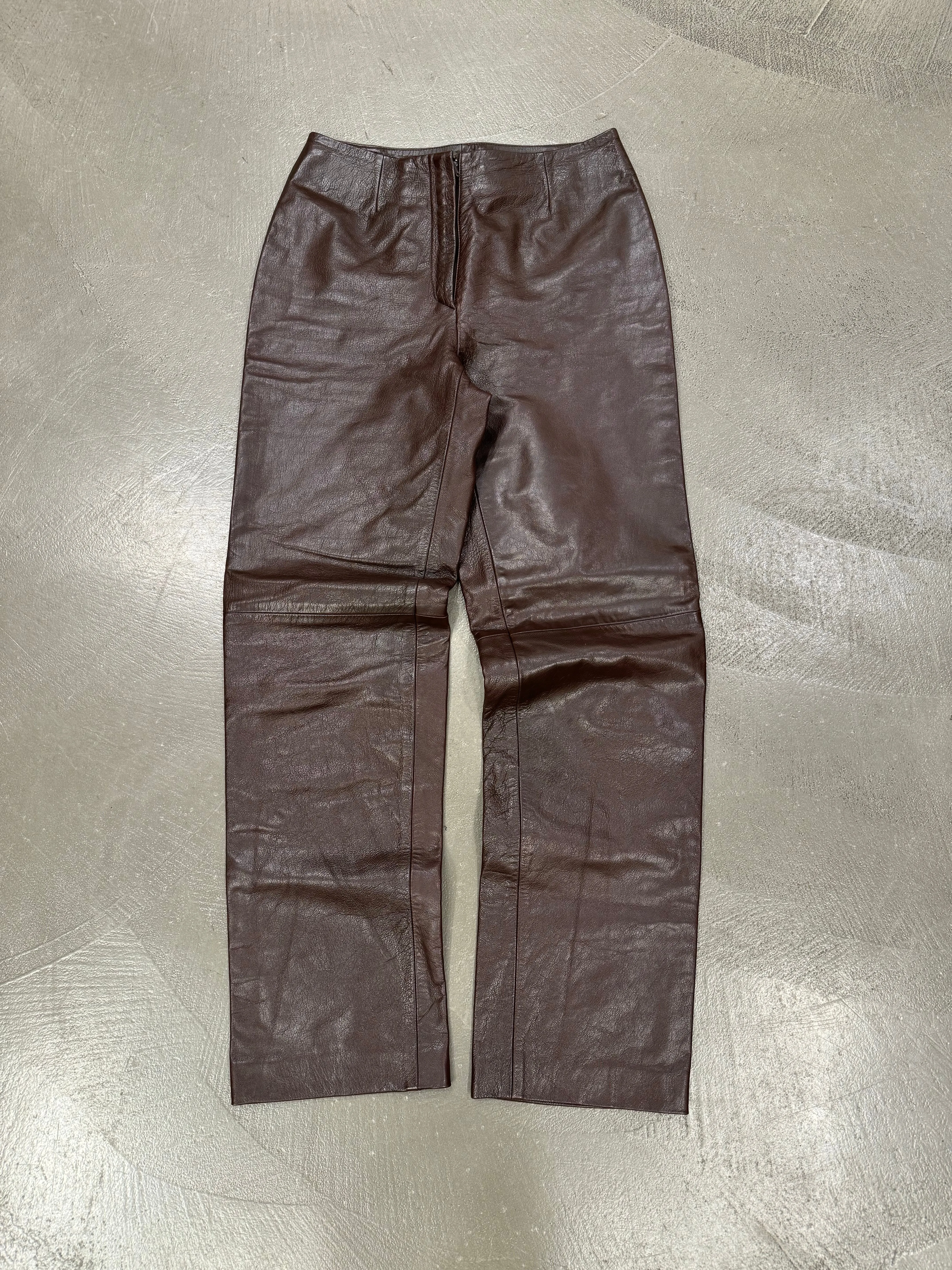 1990s Prada brown leather pants