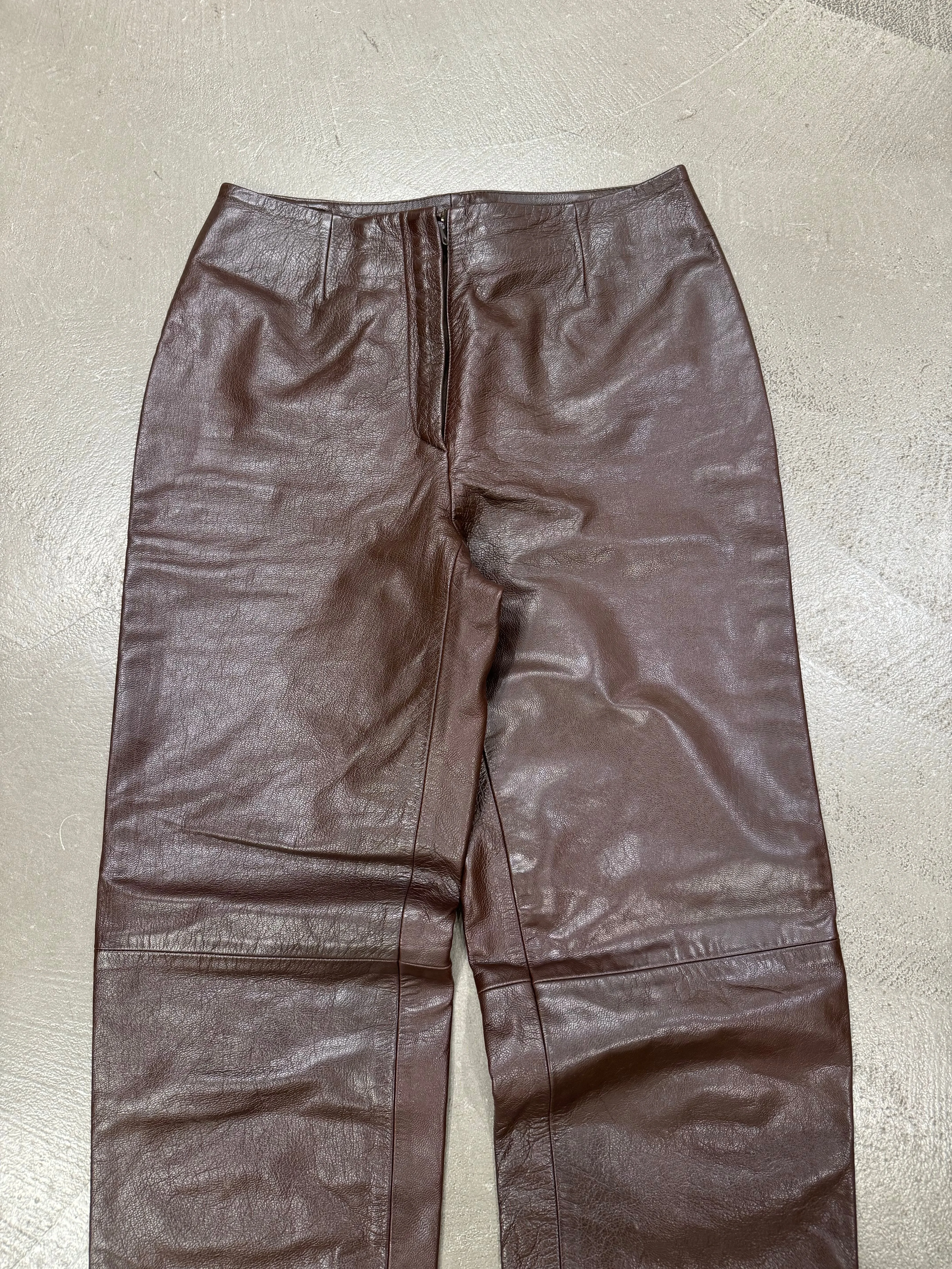 1990s Prada brown leather pants