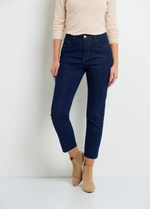 5-pocket jeans, 7/8 length, frayed hem