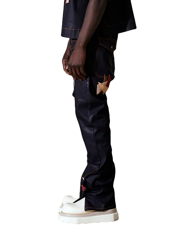 ABBAS WAXED DENIM PANTS