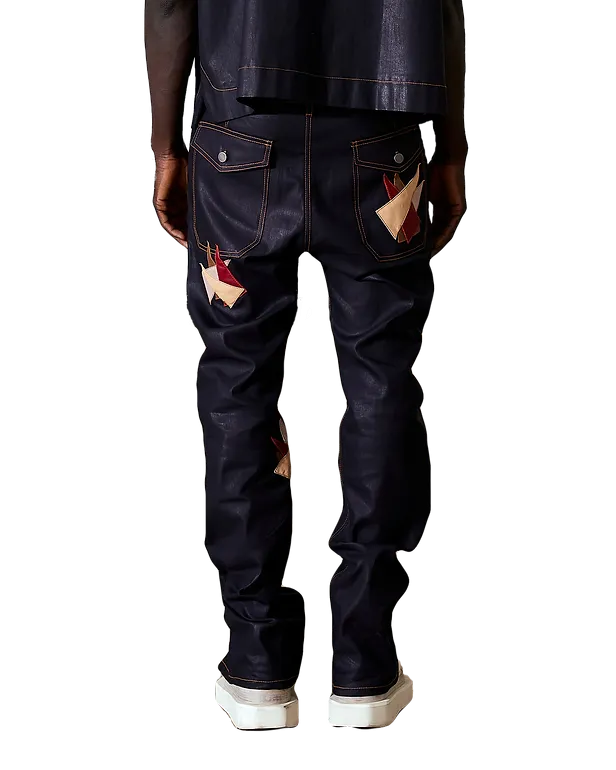 ABBAS WAXED DENIM PANTS