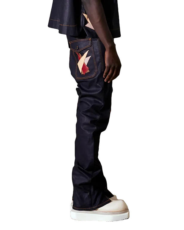 ABBAS WAXED DENIM PANTS