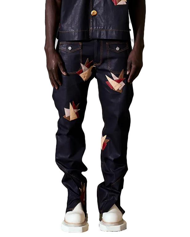 ABBAS WAXED DENIM PANTS