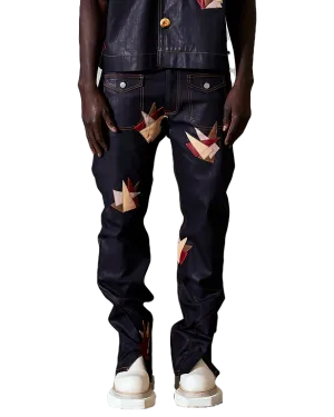 ABBAS WAXED DENIM PANTS