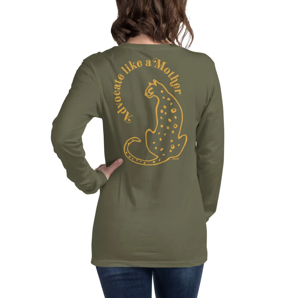Advocate Like a Mother (Cheetah) Adult Unisex Long Sleeve Tee
