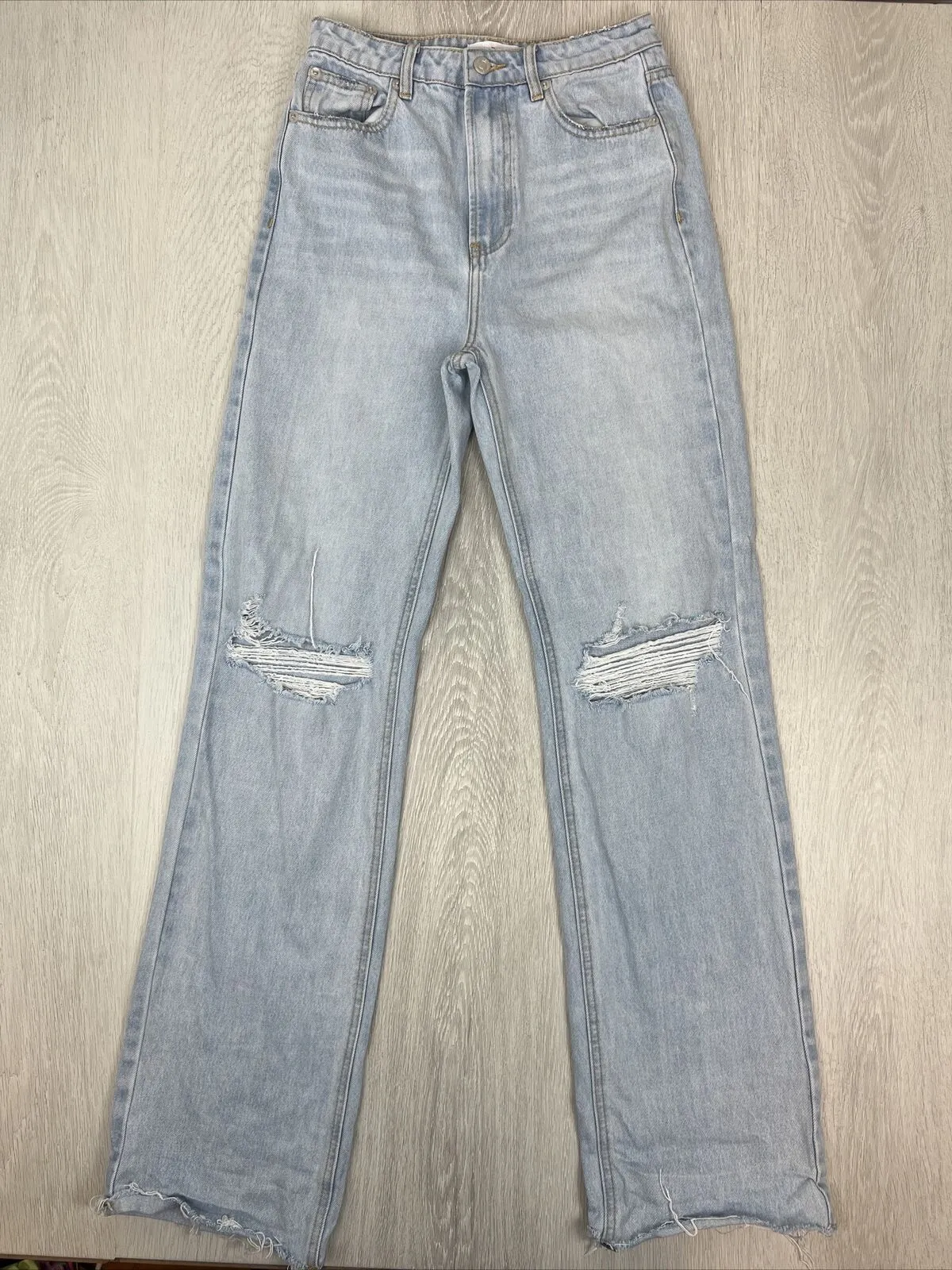 AERE Womens Organic Cotton High Straight Jeans Size 27