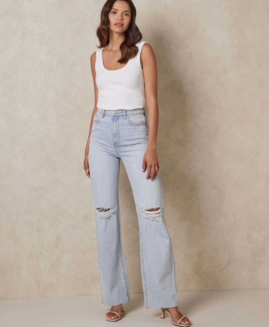 AERE Womens Organic Cotton High Straight Jeans Size 27