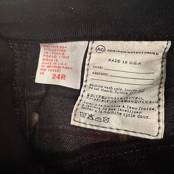 AG Black Corduroy Jeans Angel Boot 29R