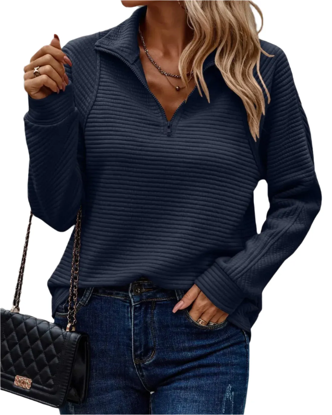 Angela – Stylish Zip Closure Women's Sweater