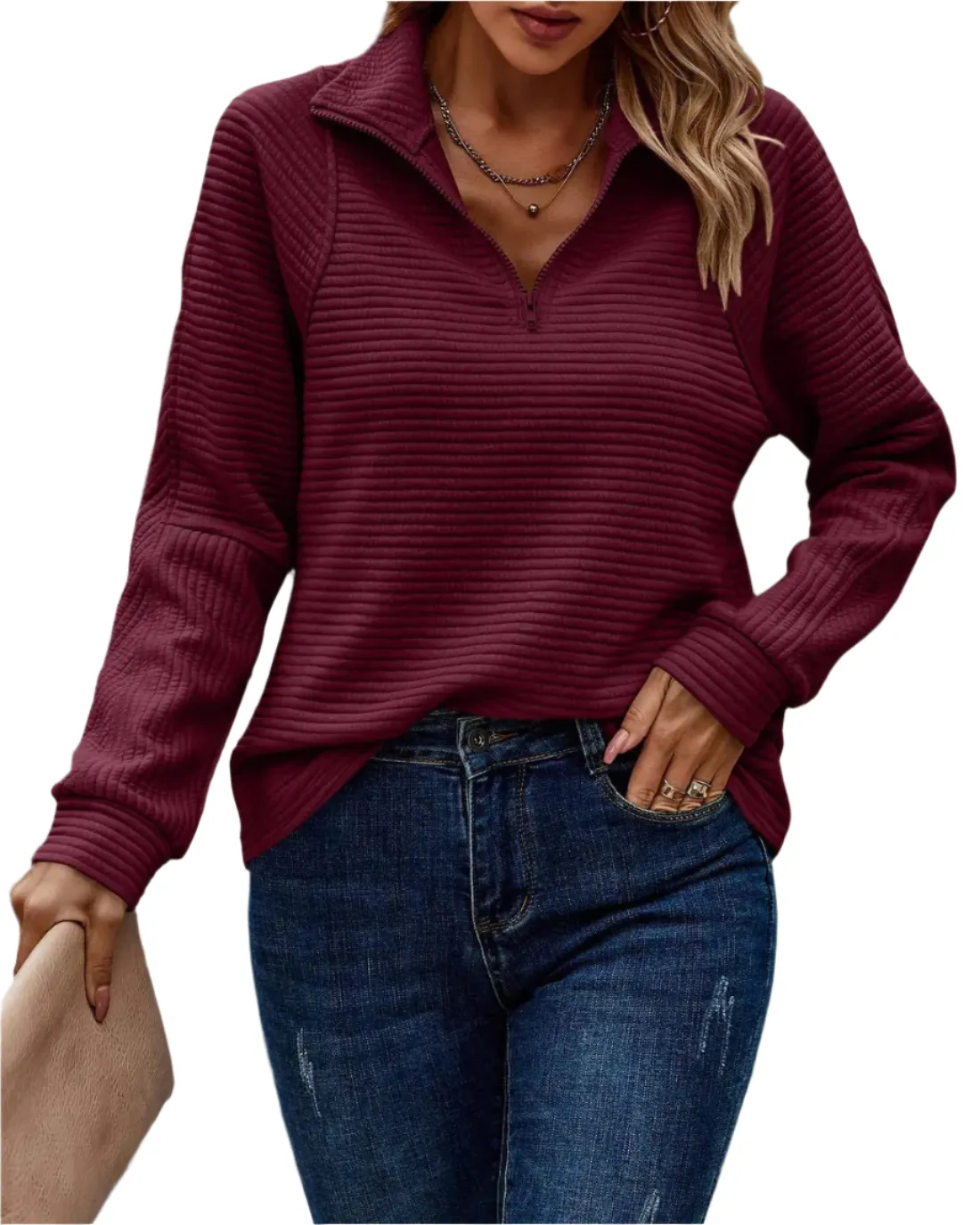Angela – Stylish Zip Closure Women's Sweater