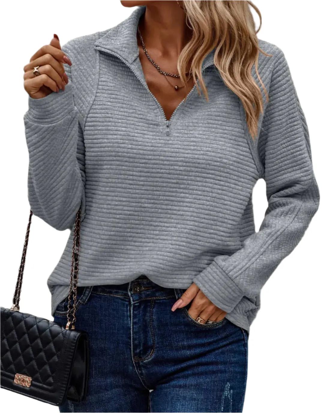 Angela – Stylish Zip Closure Women's Sweater