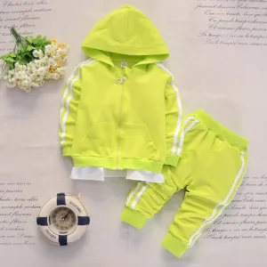 Baby Casual Tracksuit Children Boys Girls Hooded Jacket Pants 2Pcs Kids Suit