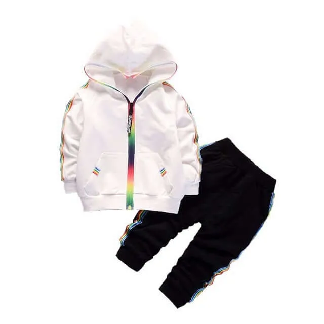 Baby Casual Tracksuit Children Boys Girls Hooded Jacket Pants 2Pcs Kids Suit