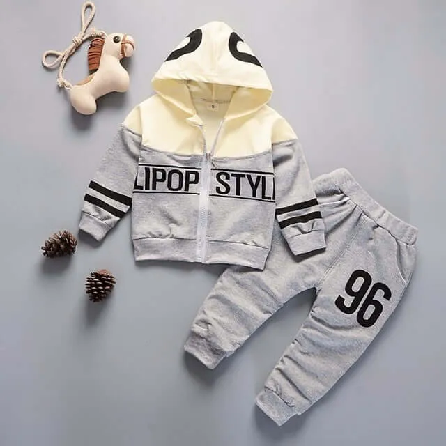 Baby Casual Tracksuit Children Boys Girls Hooded Jacket Pants 2Pcs Kids Suit