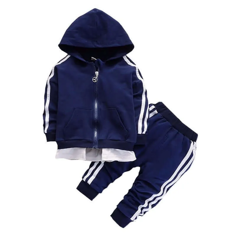 Baby Casual Tracksuit Children Boys Girls Hooded Jacket Pants 2Pcs Kids Suit