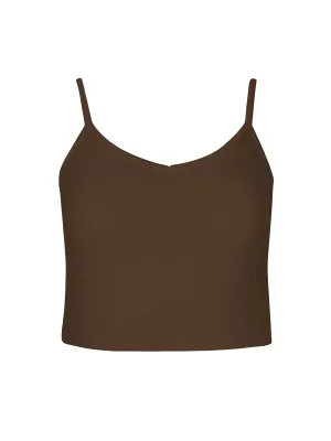 Bamboo Crop Layering Singlet - Cocoa