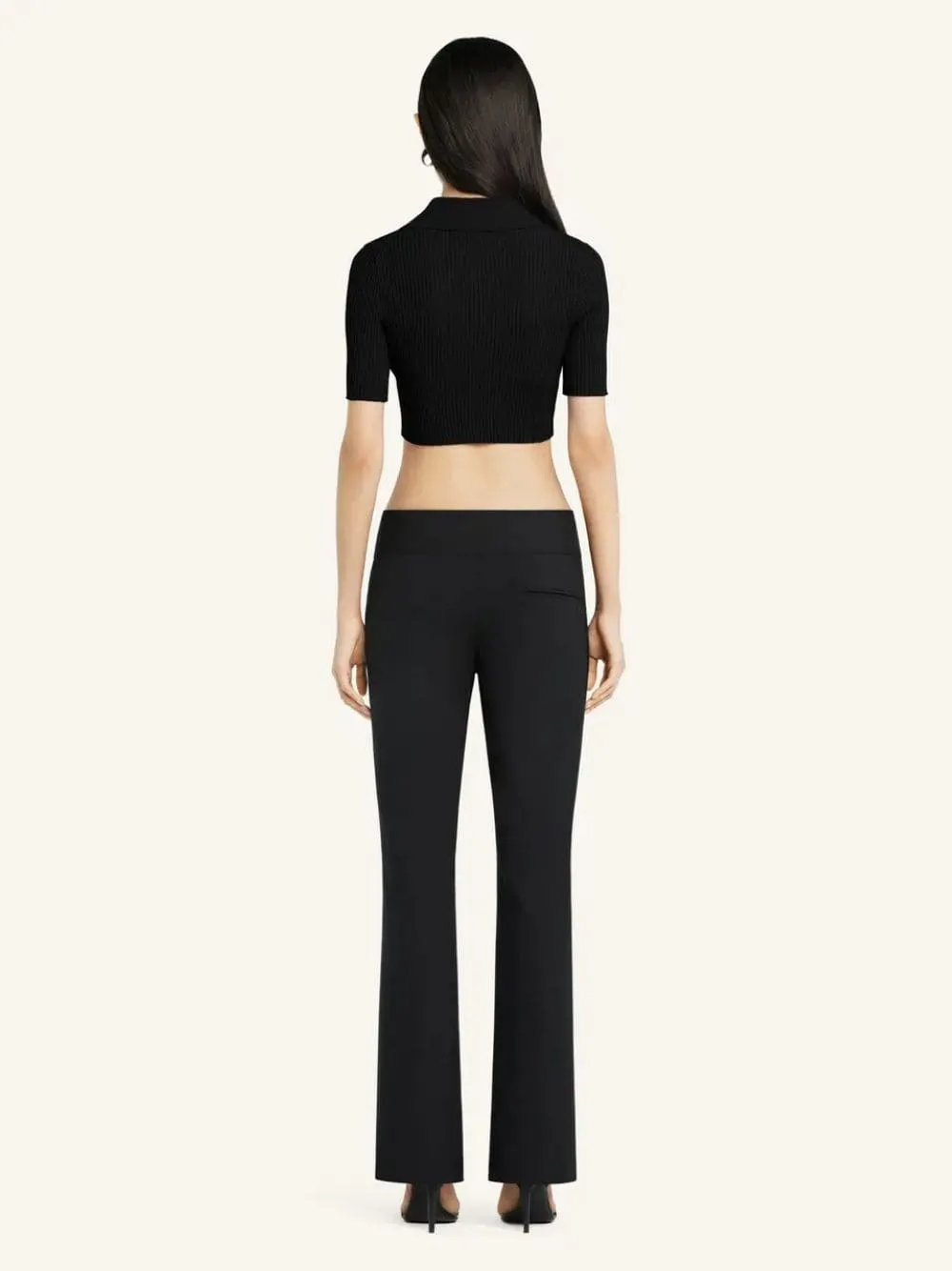 Black Cropped Knit Polo