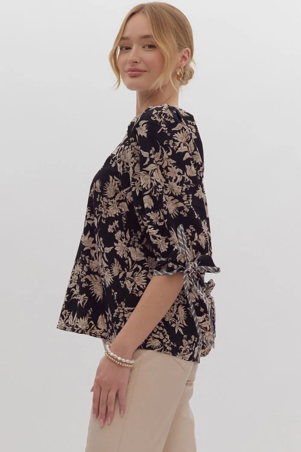 Black Floral Blouse