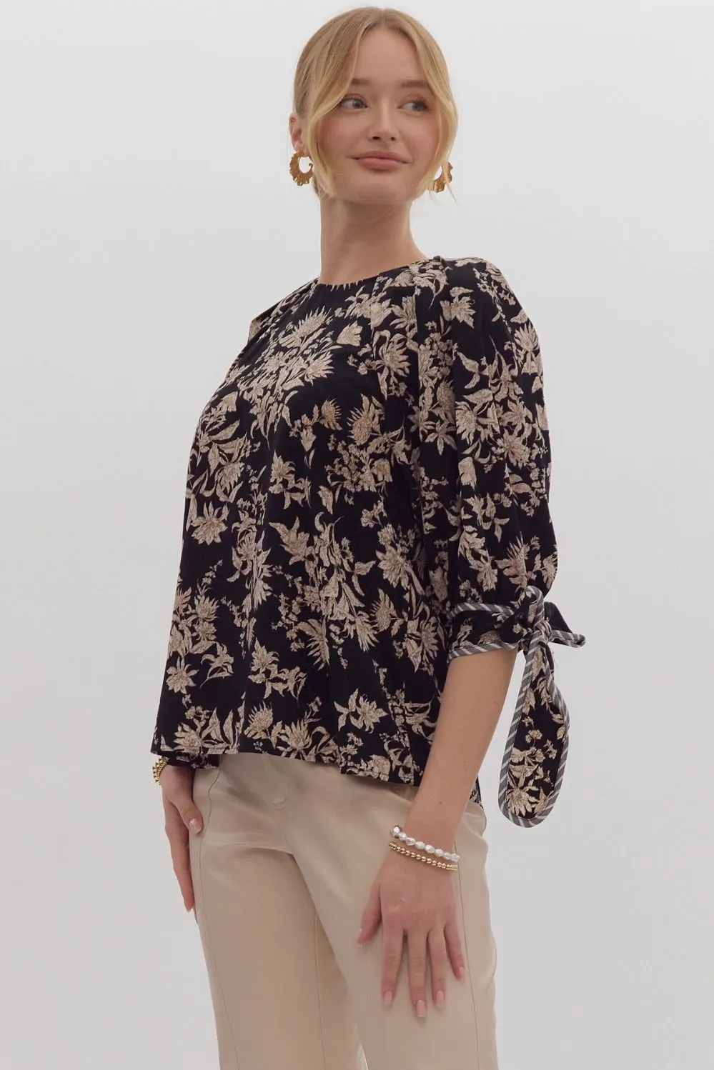 Black Floral Blouse
