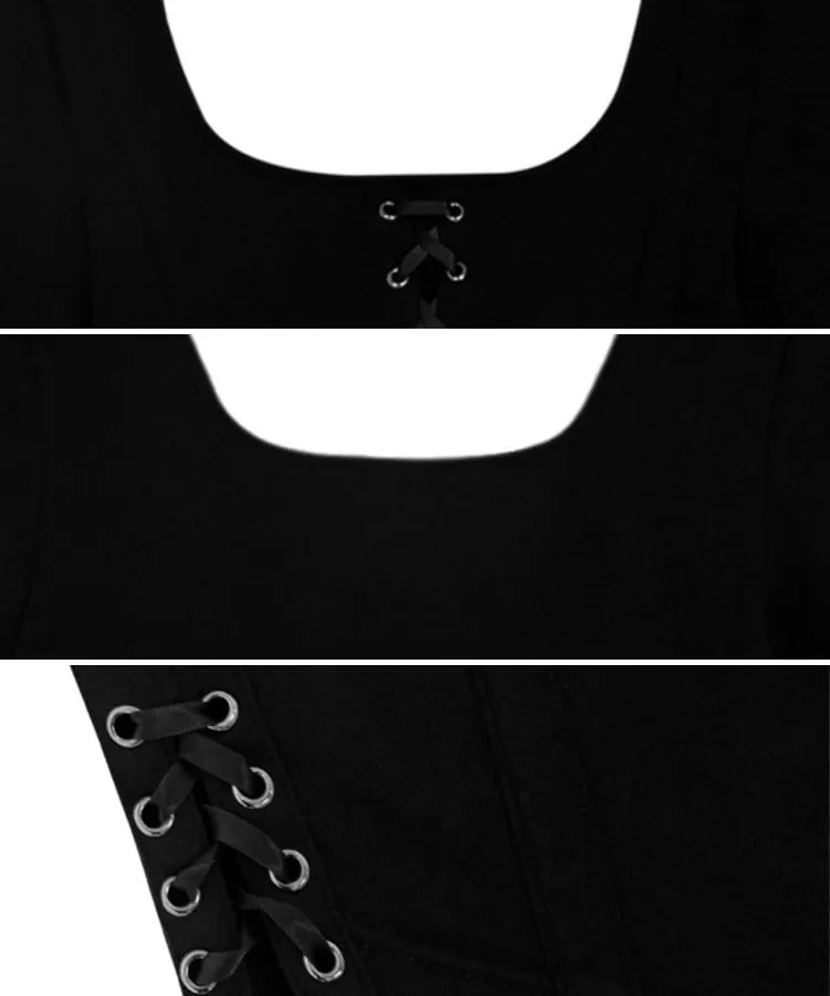 Black Girl Lace Up Cropped Tight Tops