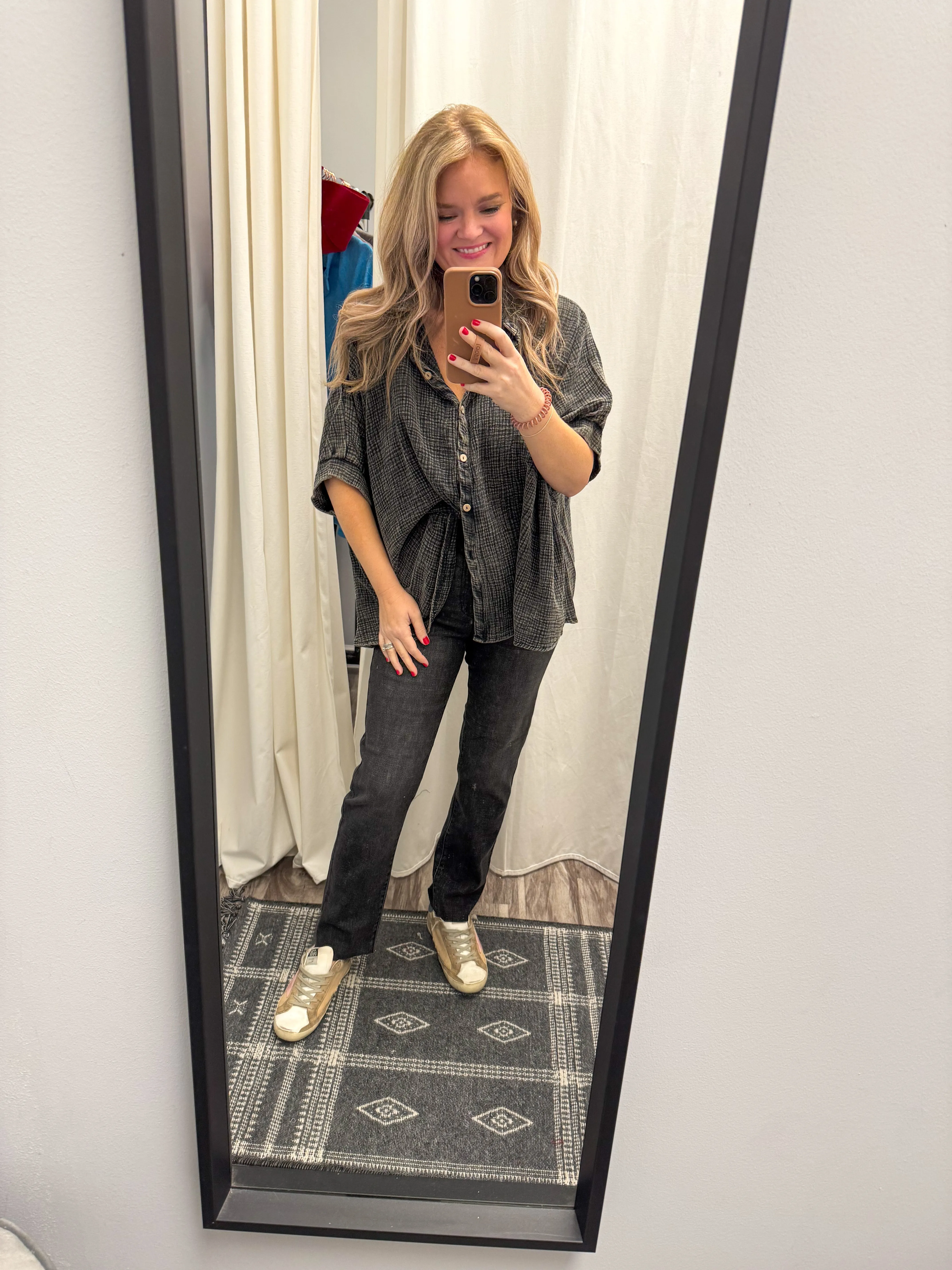 Black Mineral Gauze Top