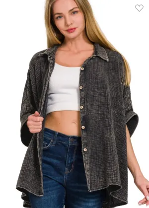 Black Mineral Gauze Top