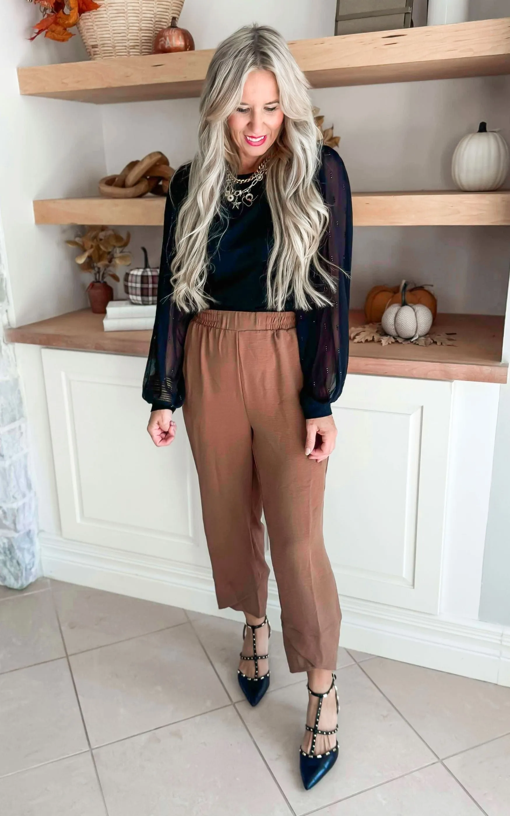 Black Sheer Long Sleeve Knit Top - Final Sale
