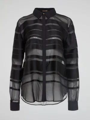 Black Sheer Panel Blouse