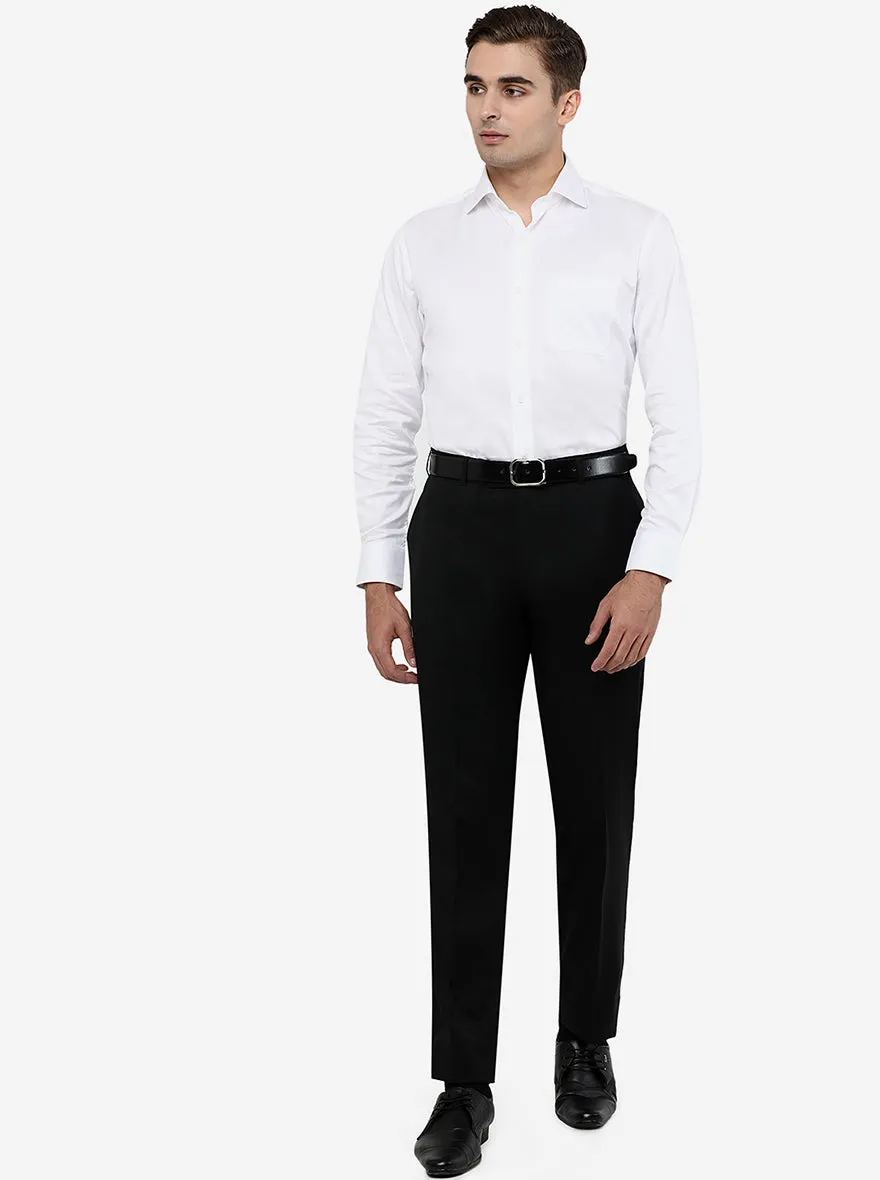 Black Solid Classic Fit Formal Trouser | JadeBlue
