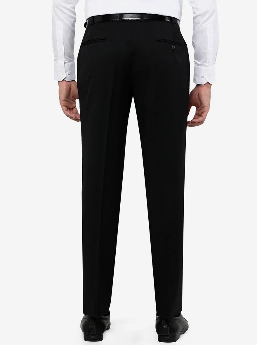 Black Solid Classic Fit Formal Trouser | JadeBlue