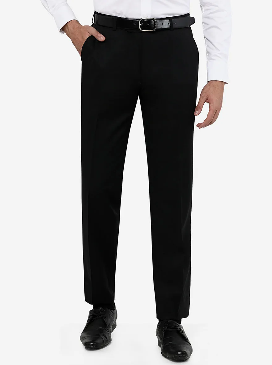 Black Solid Classic Fit Formal Trouser | JadeBlue