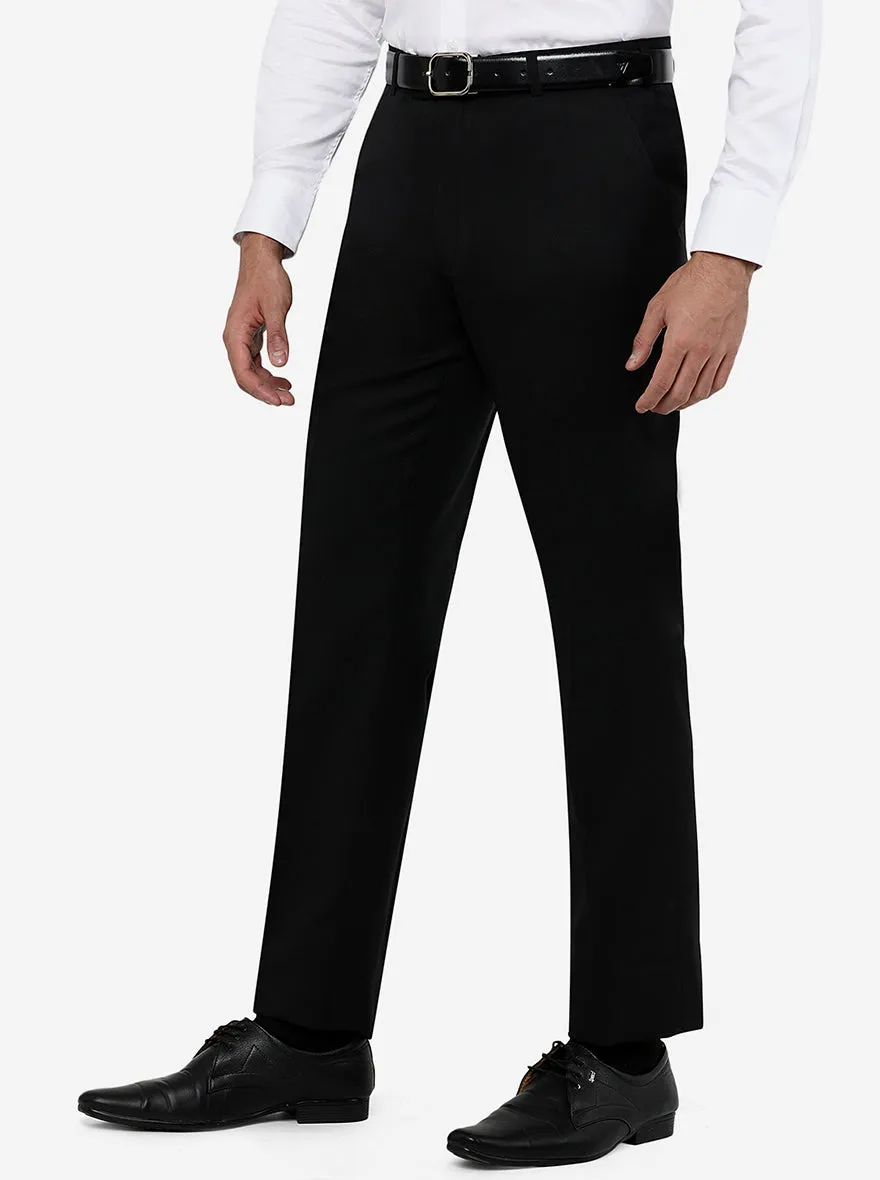 Black Solid Classic Fit Formal Trouser | JadeBlue