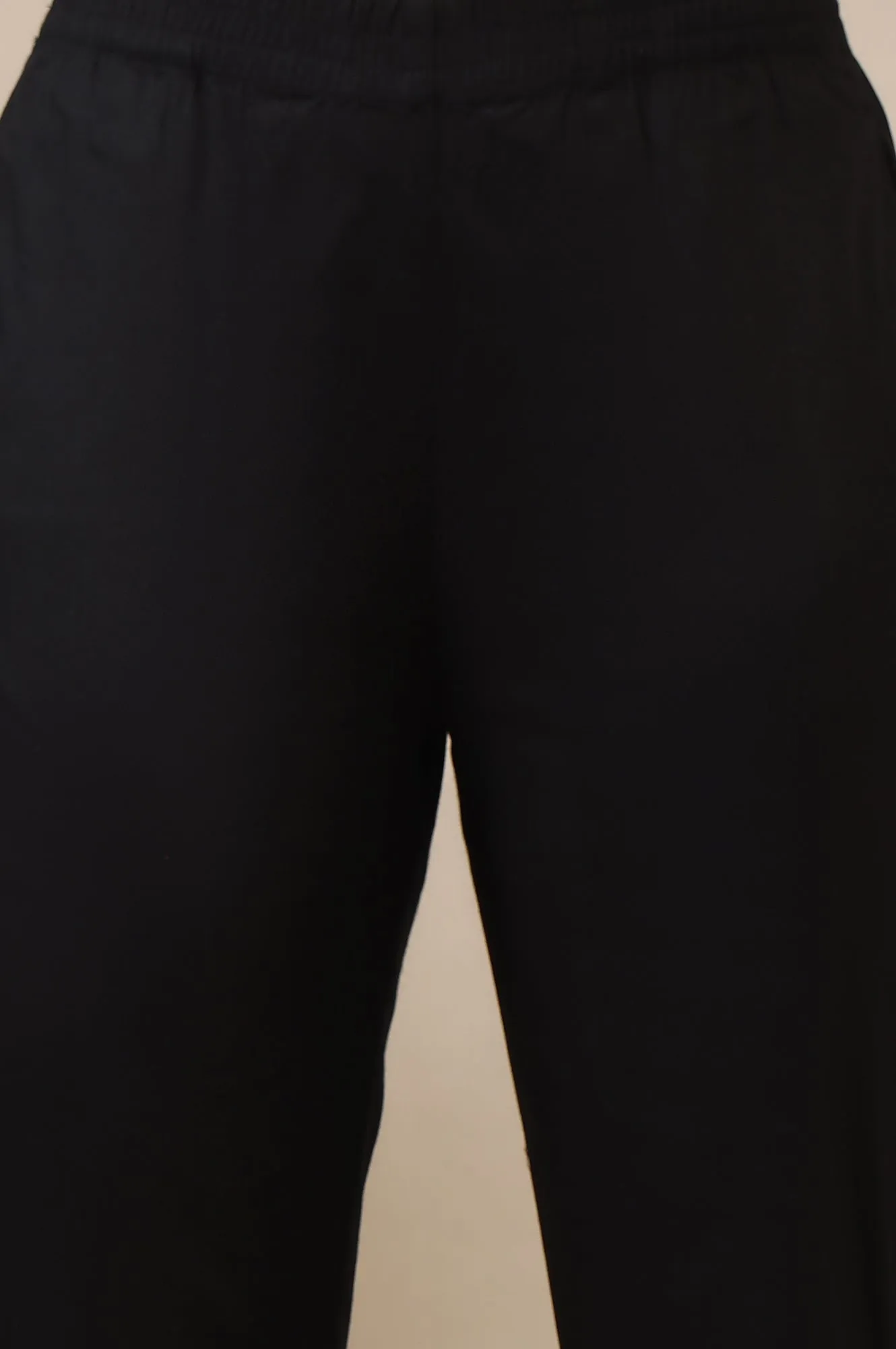 Black Solid Cotton Lycra Trousers