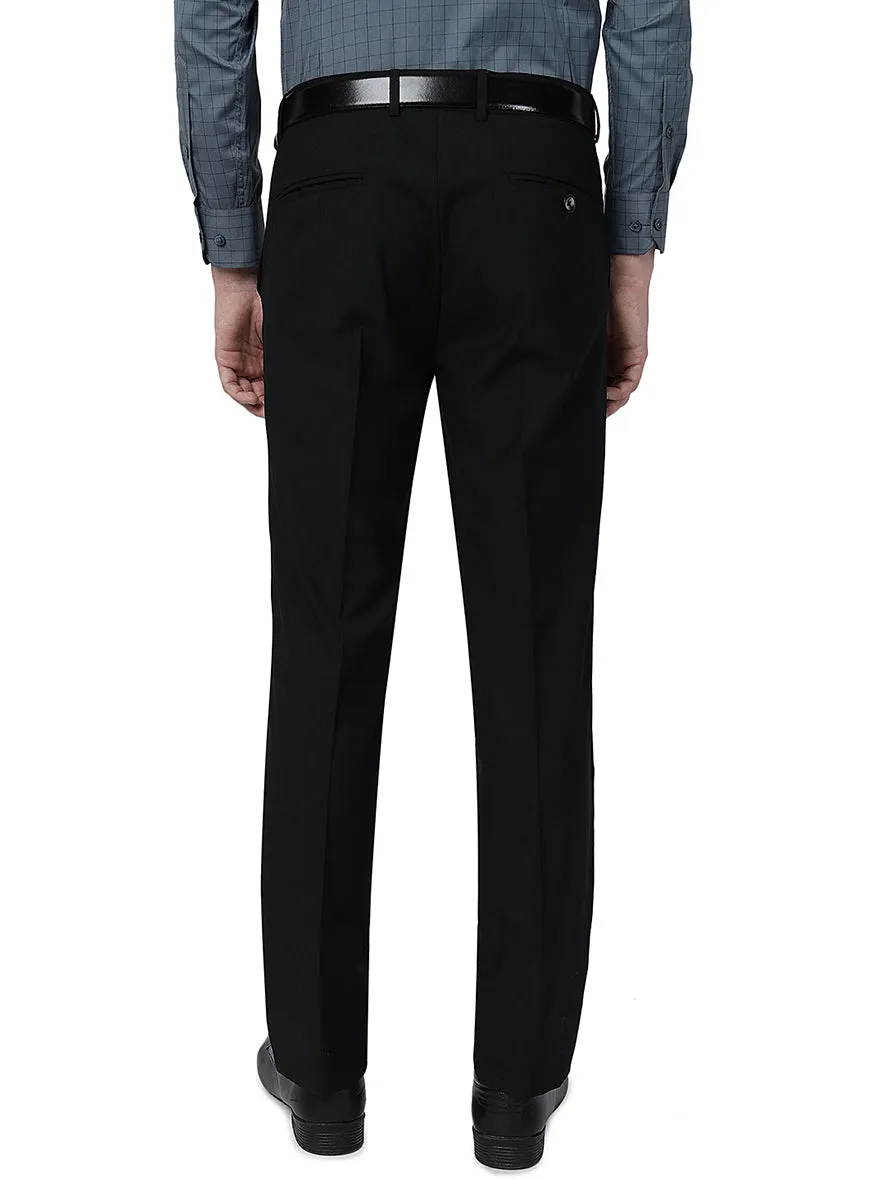 Black Solid Slim Fit Formal Trouser | Greenfibre
