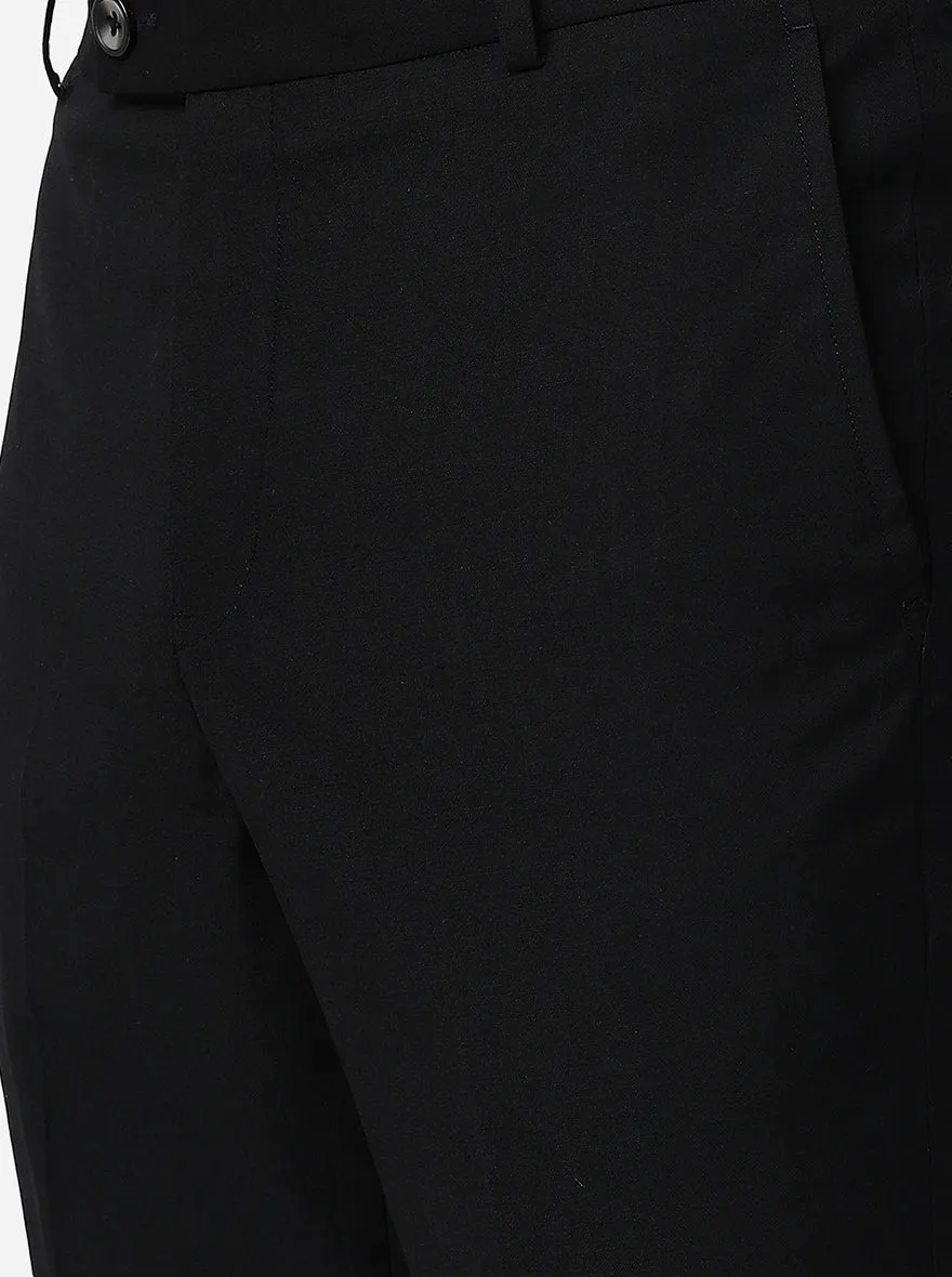 Black Solid Slim Fit Formal Trouser | Greenfibre