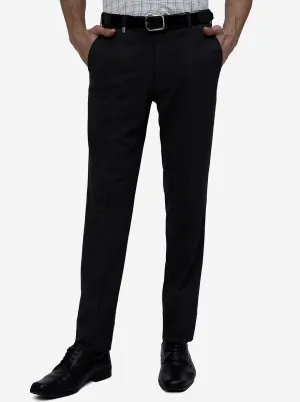 Black Solid Slim Fit Formal Trouser | JB Studio