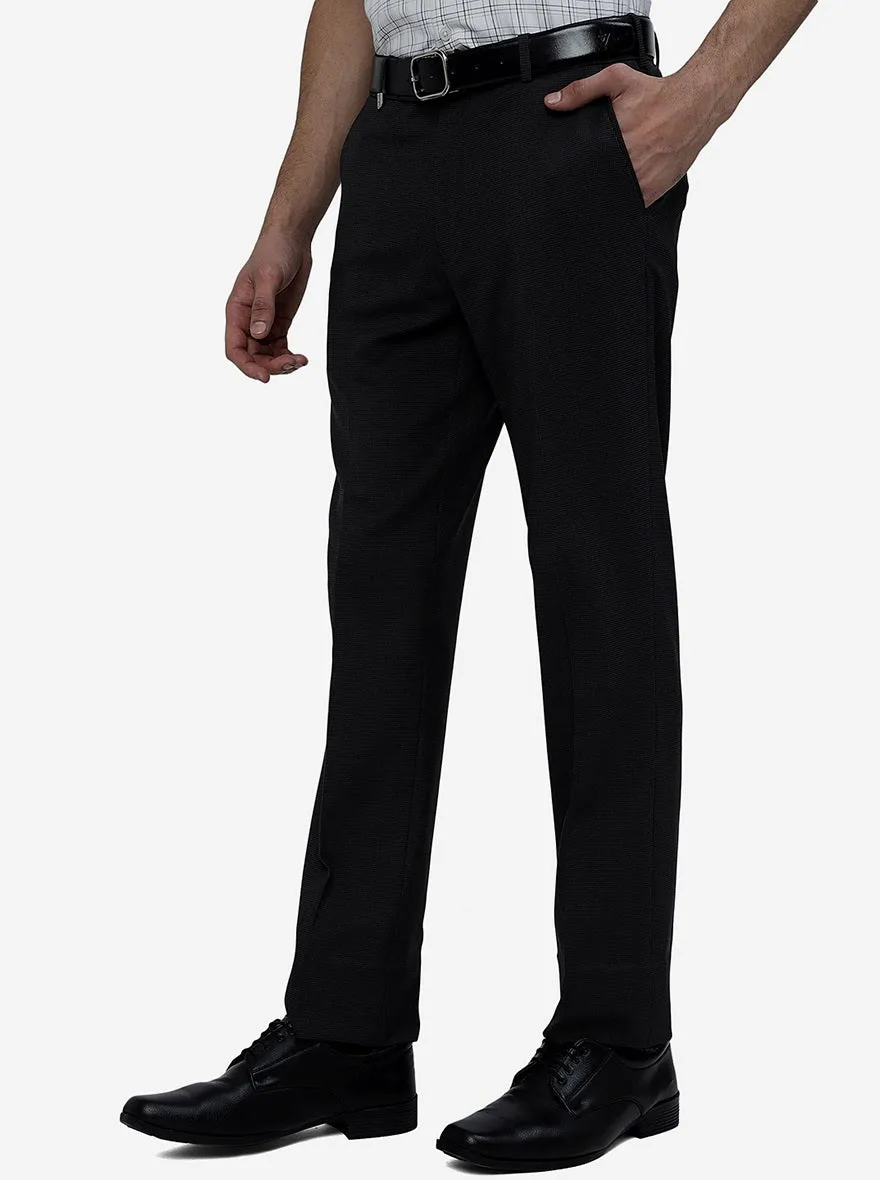 Black Solid Slim Fit Formal Trouser | JB Studio