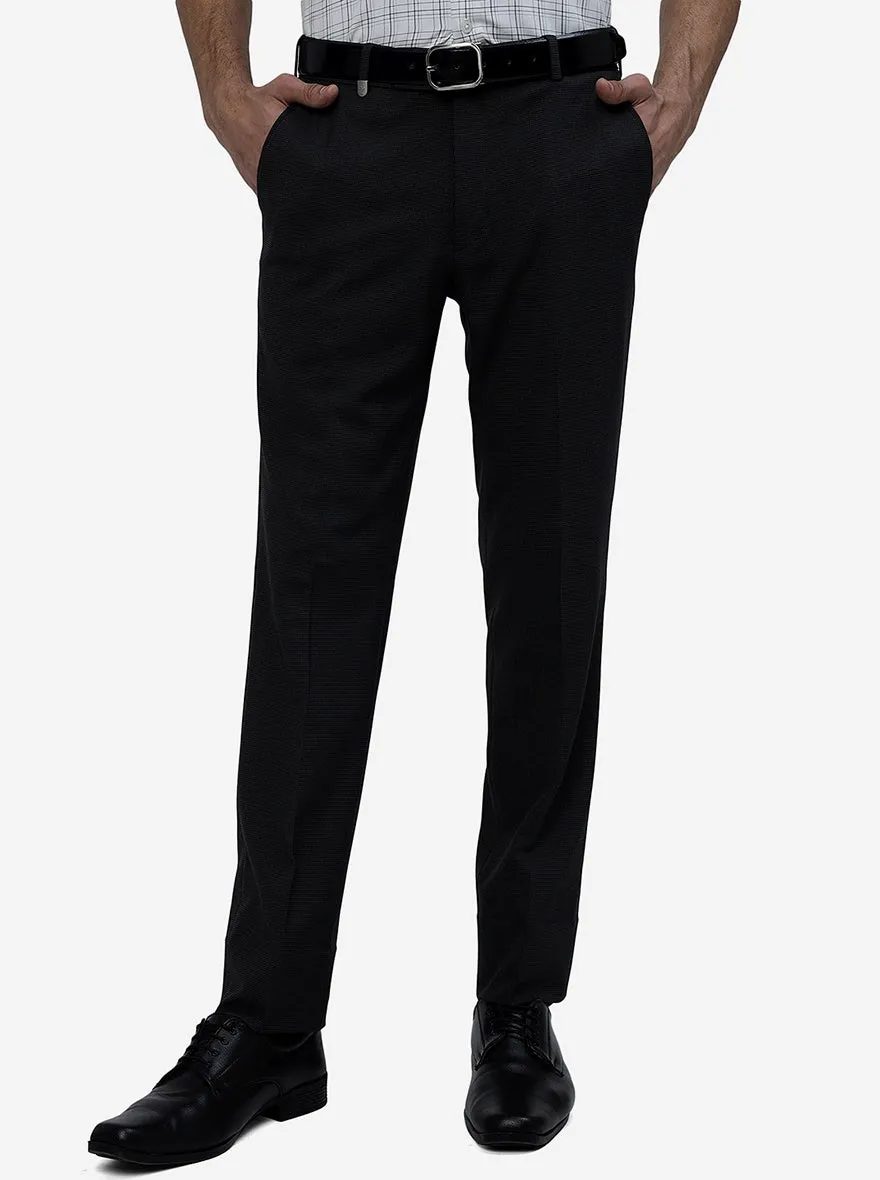 Black Solid Slim Fit Formal Trouser | JB Studio