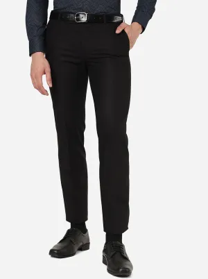 Black Solid Slim Fit Formal Trouser | Metal