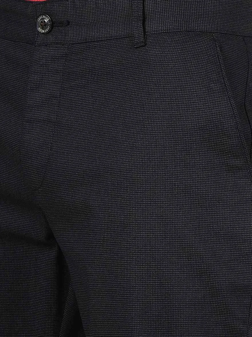 Black Solid Uno Fit Casual Trouser | JadeBlue