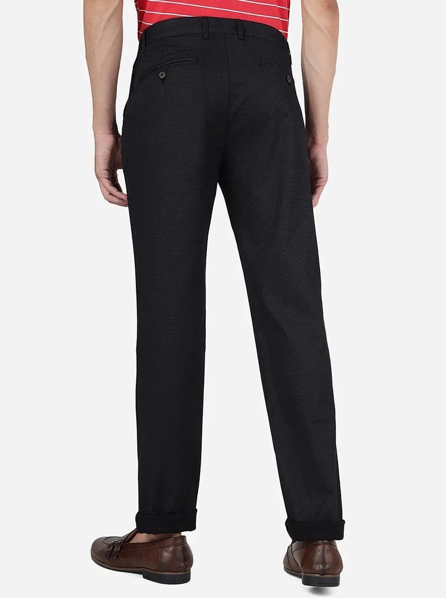 Black Solid Uno Fit Casual Trouser | JadeBlue