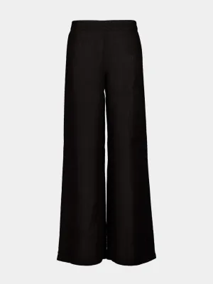 Black Wide-Leg Linen Pants