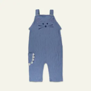 Blue Cat Applique Dungarees
