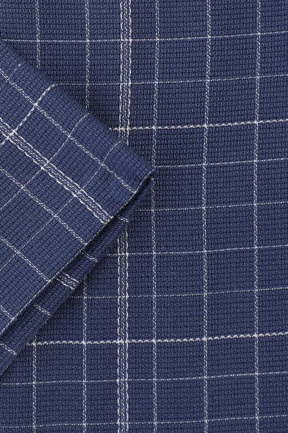 Blue Graph Check Formal Shirt (Half Sleeves)