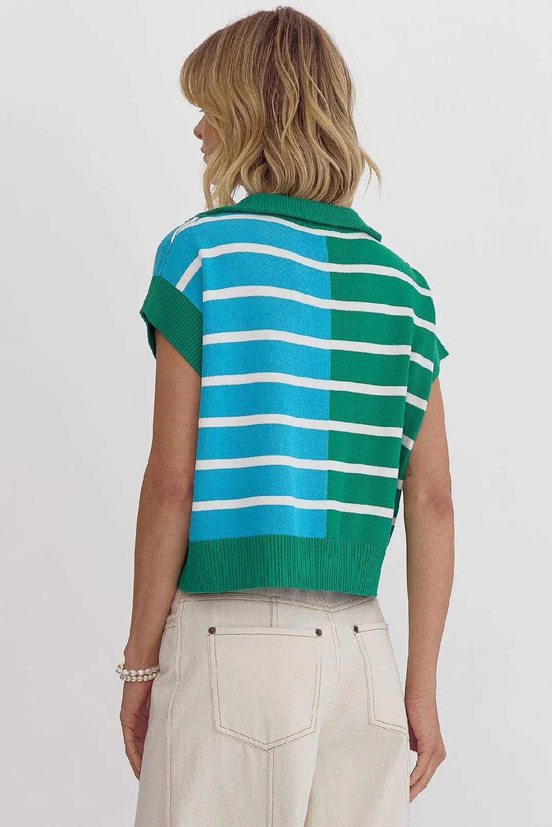 Blue/Green Striped Top