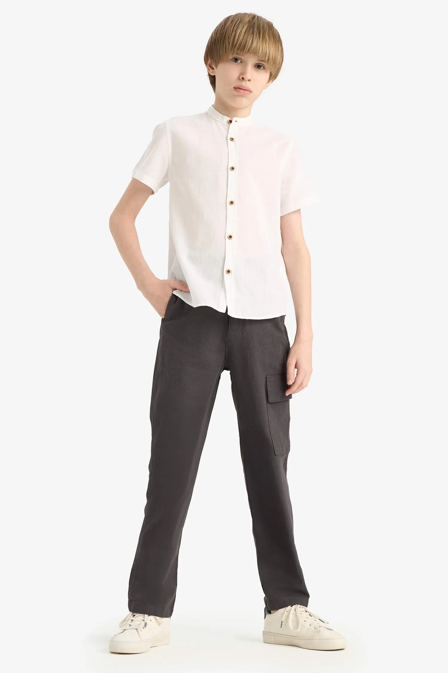 Boy Standard Leg Linen Blended Trousers