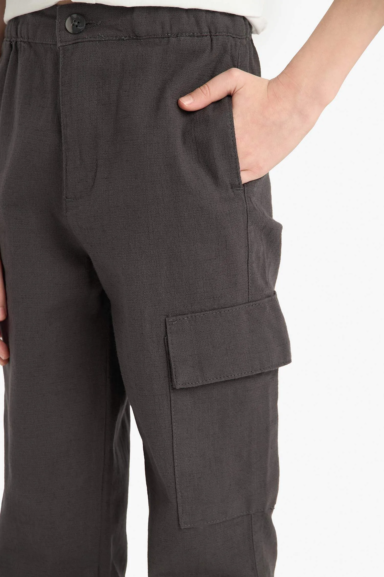 Boy Standard Leg Linen Blended Trousers